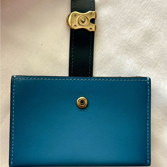 Coach blue tabby gradient card case holder with zipper inside pouch - Picture 11 of 12